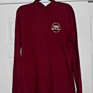 Vans Off The Wall S Maroon L/S Hooded T-shirt